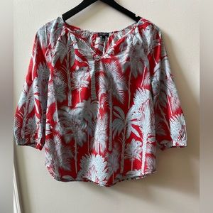 Talbots 3/4 sleeve top, red and blue, size MP
